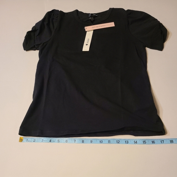 Aqua Classic Black Women's Top Small Runched Short Sleeve NWT - Picture 9 of 10